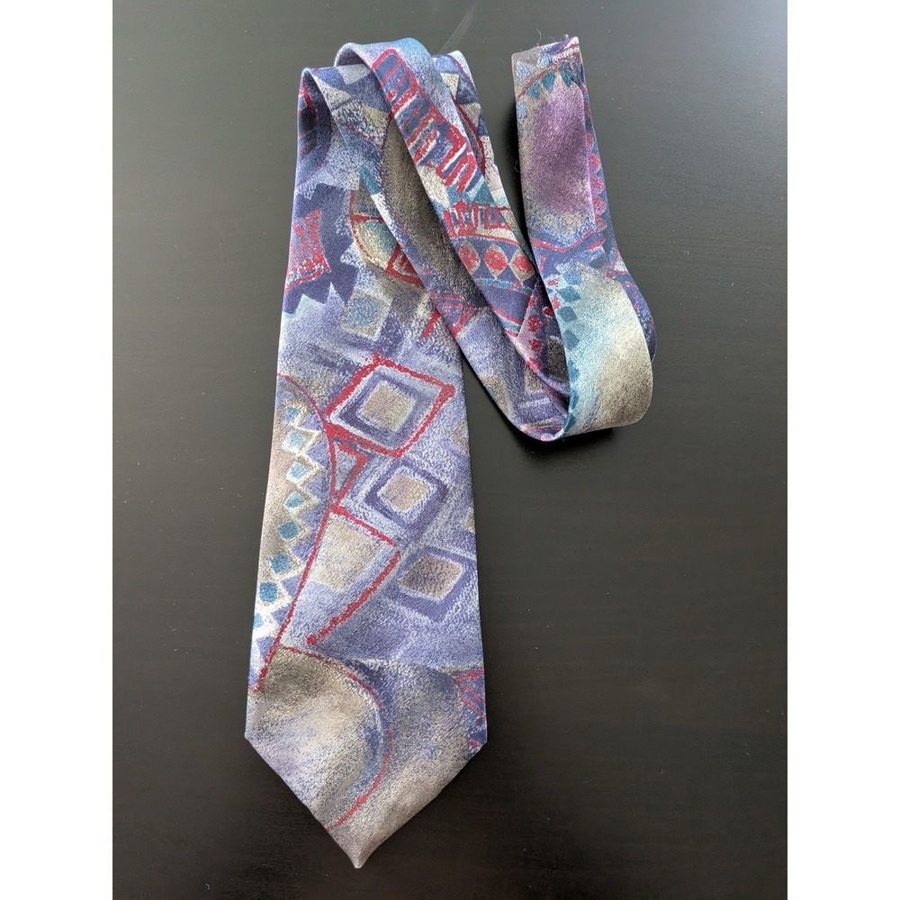 Vintage Wembley Tie Abstract All Over Design‎ Blue Multicolor 58"